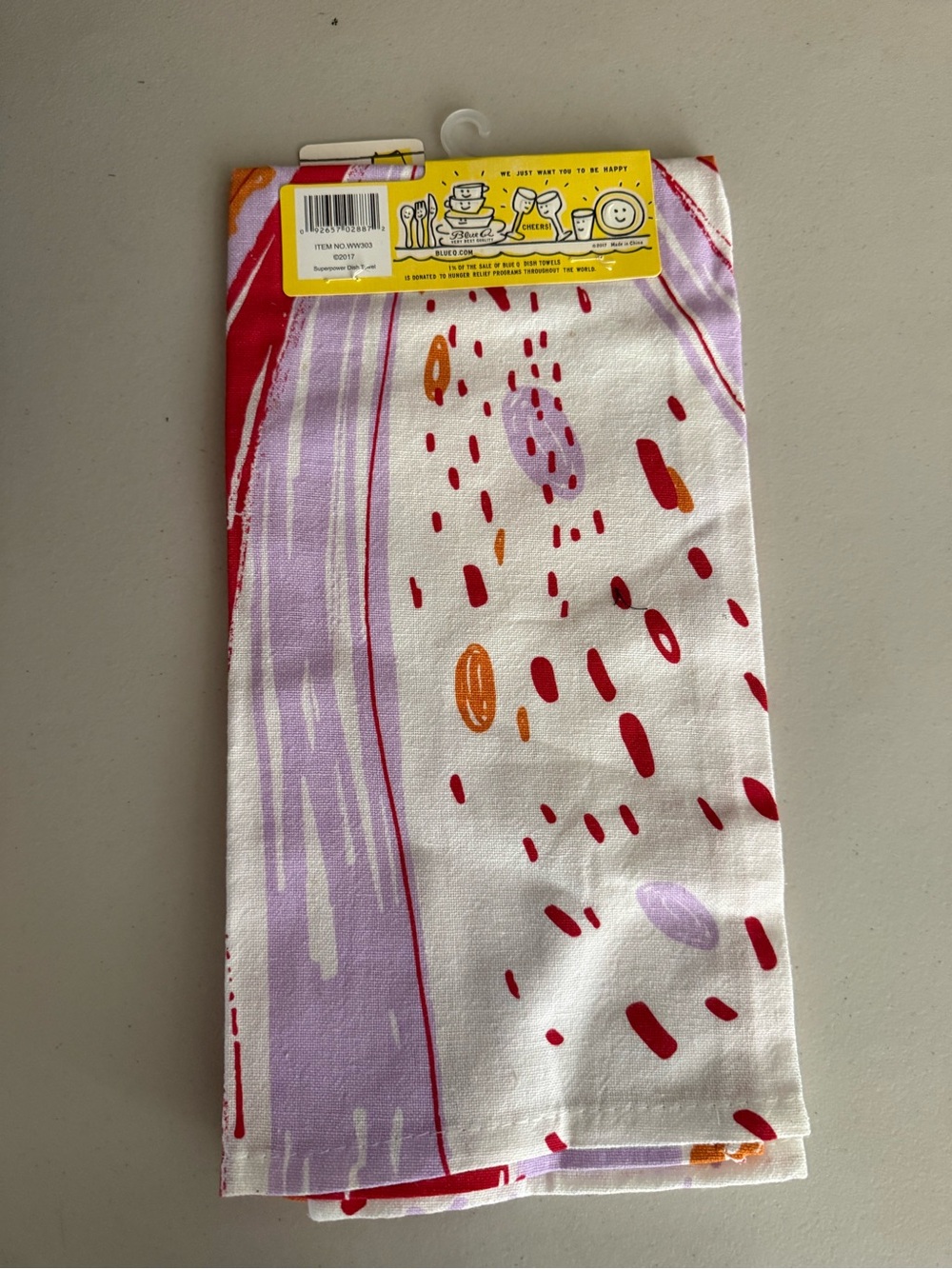 Blue Q "I'm A Girl" Colorful Super Power Dish Towel - Red, Orange, Purple, White - Picture 2 of 3